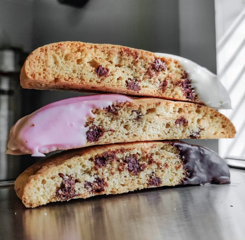Half Dipped Chocolate Chip Biscotti